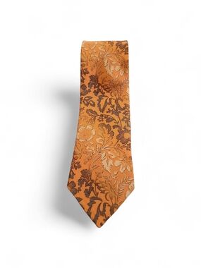 Ermenegildo Zegna Orange & Brown Floral Silk Tie